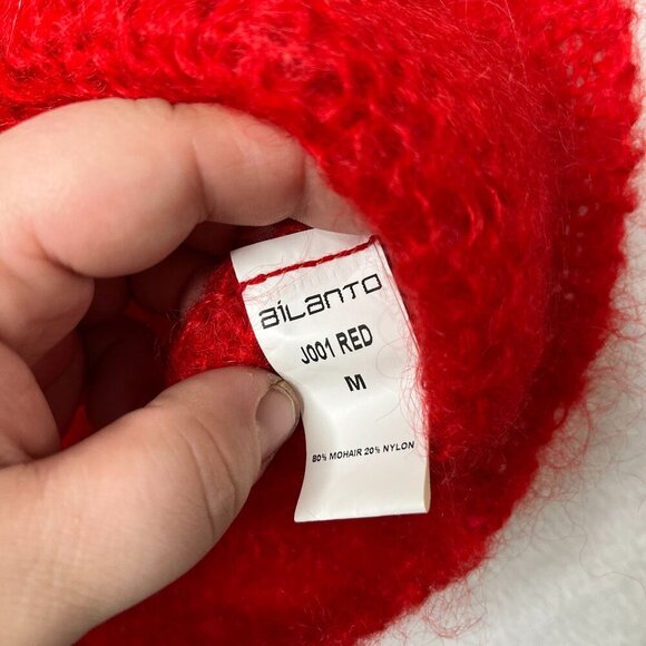 Ailanto Mohair Gray Red Pink Stripe Colorblock Lightweight Made in Spain Size M - Picture 2 of 10